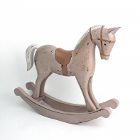 Houpací kůň dřevěný staro-růžový 38x32x8cm