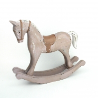 Houpací kůň dřevěný staro-růžový 38x32x8cm