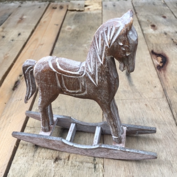 Houpací kůň hnědý 16 x 4 x 15 x cm dřevěný