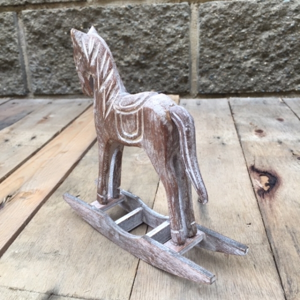 Houpací kůň hnědý 16 x 4 x 15 x cm dřevěný