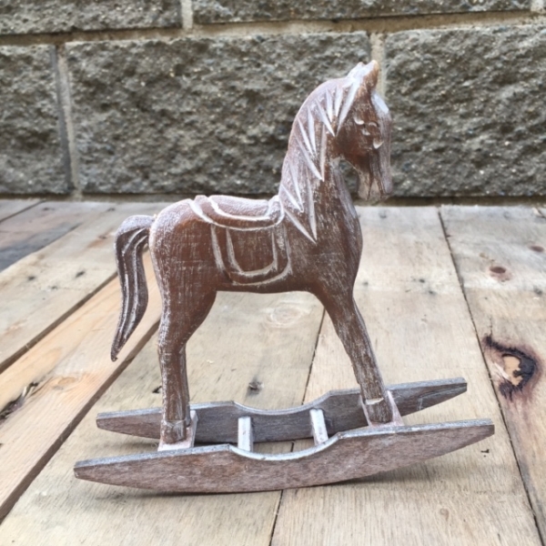 Houpací kůň hnědý 16 x 4 x 15 x cm dřevěný