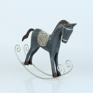 Houpací kůň šedý se stříbrnými detaily 30x25 cm