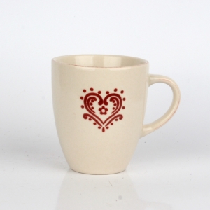 Hrneček s motivem červeného srdce 10x13cm