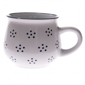 Hrnek bílý s modrými tečkami 370ml