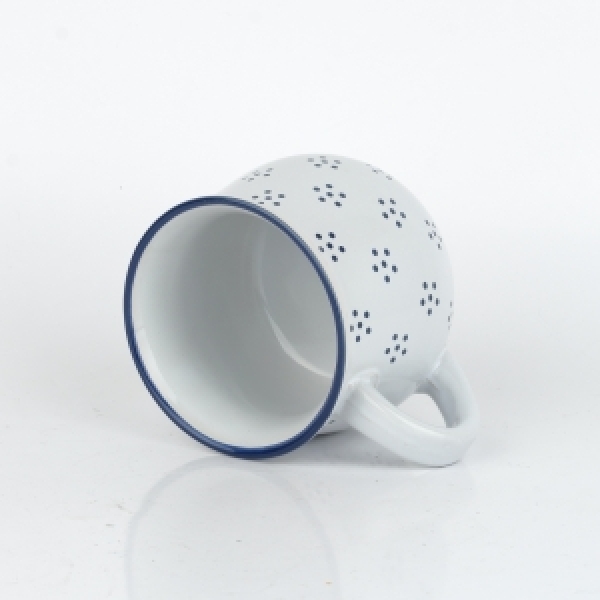 Hrnek bílý s modrými tečkami 370ml
