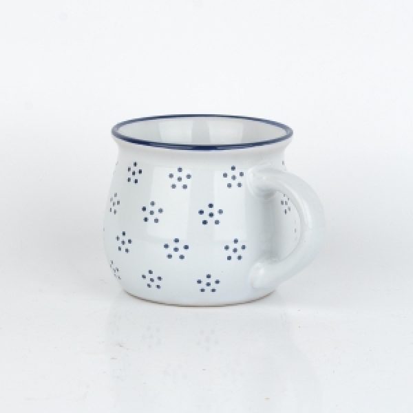 Hrnek bílý s modrými tečkami 370ml
