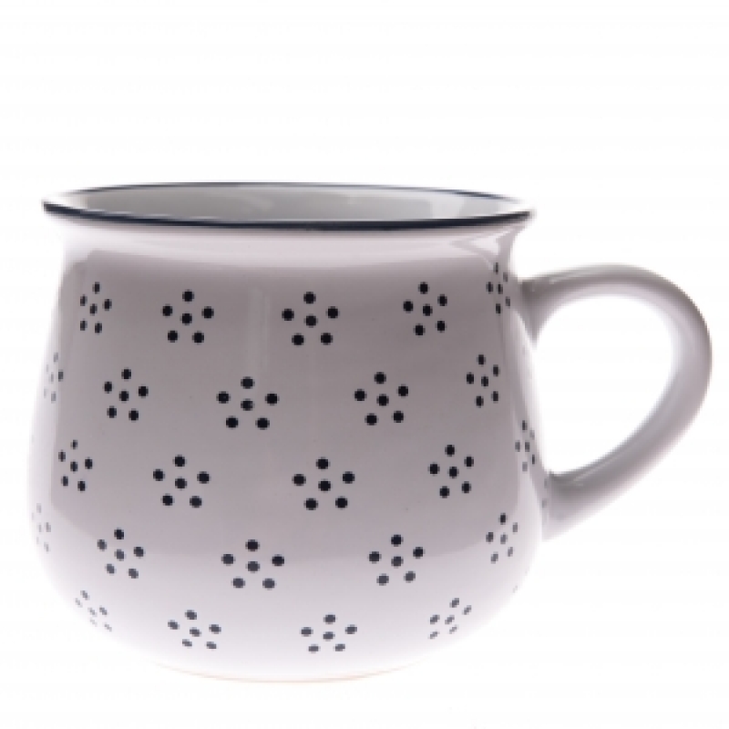 Hrnek bílý s modrými tečkami 770ml