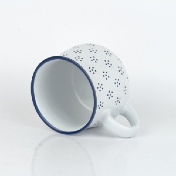 Hrnek bílý s modrými tečkami 770ml