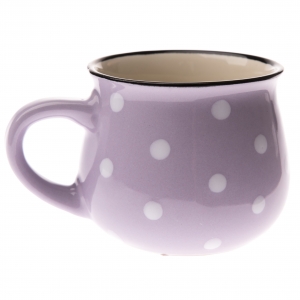 Hrnek fialový s bílými puntíky 230ml