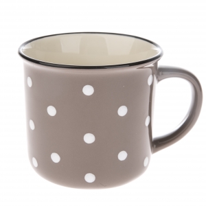 Hrnek keramický šedý s puntíky 350ml