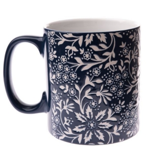 Hrnek květinový motiv modrobílý 620ml keramika