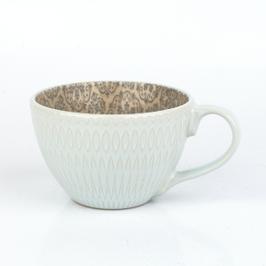 Hrnek na čaj bílý 380 ml 11 × 5,2 × 7,5 ornamentální potisk uvnitř