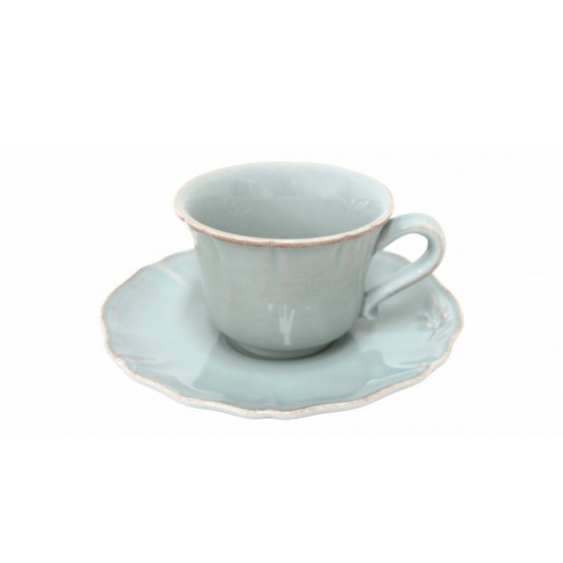 Hrnek na čaj s talířkem tyrkys ALENTEJO 0,22l