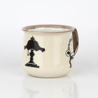 Hrnek na čaj s vintage motivy bílý 14x10x9cm