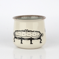 Hrnek na čaj s vintage motivy šedý 14x10x9cm