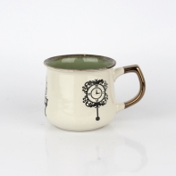 Hrnek na čaj s vintage motivy zelený 14x10x9cm