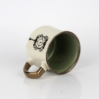 Hrnek na čaj s vintage motivy zelený 14x10x9cm