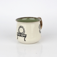 Hrnek na čaj s vintage motivy zelený 14x10x9cm