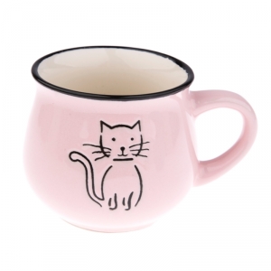 Hrnek na kávu s kočkou růžový 270ml