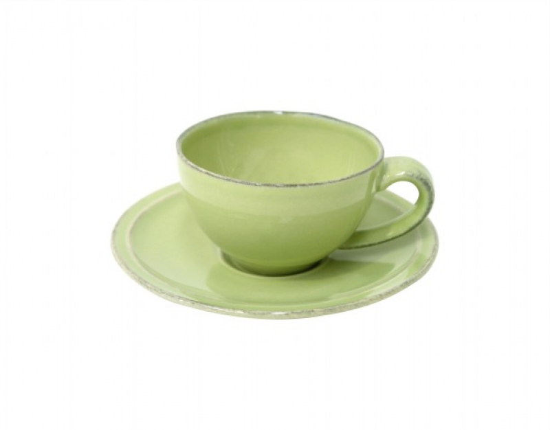 Hrnek na kávu s talířkem zelený FRISO 0,09l