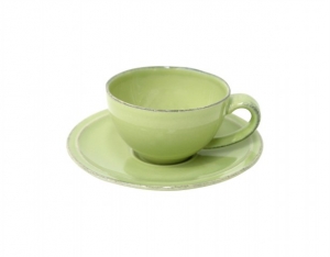 Hrnek na kávu s talířkem zelený FRISO 0,09l
