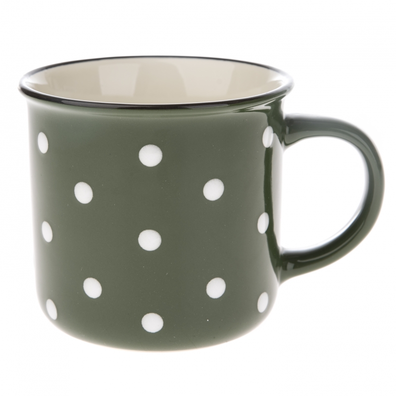 Hrnek na kávu zelený s puntíky 350ml