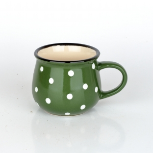 Hrnek na mléko zelený s puntíky 230ml