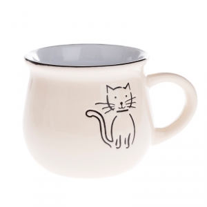 Hrnek s kočkou béžový