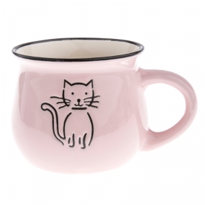 Hrnek s kočkou růžový 430ml