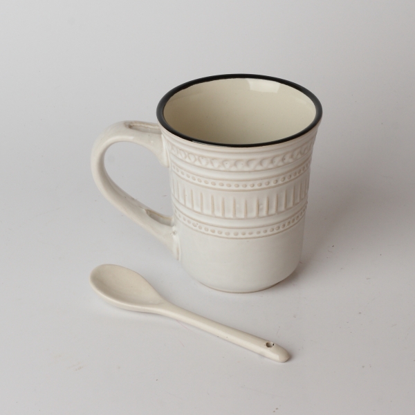 Hrnek se lžičkou bílý 300ml