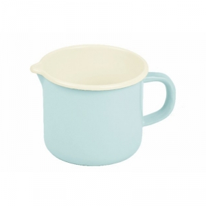 Hrnek smaltovaný s výlevkou a měrkou modrý 13cm