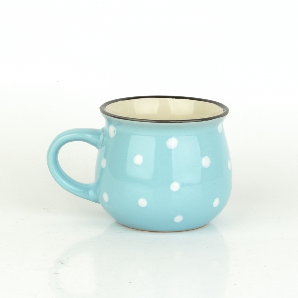 Hrnek světle modrý s bílými puntíky 230ml