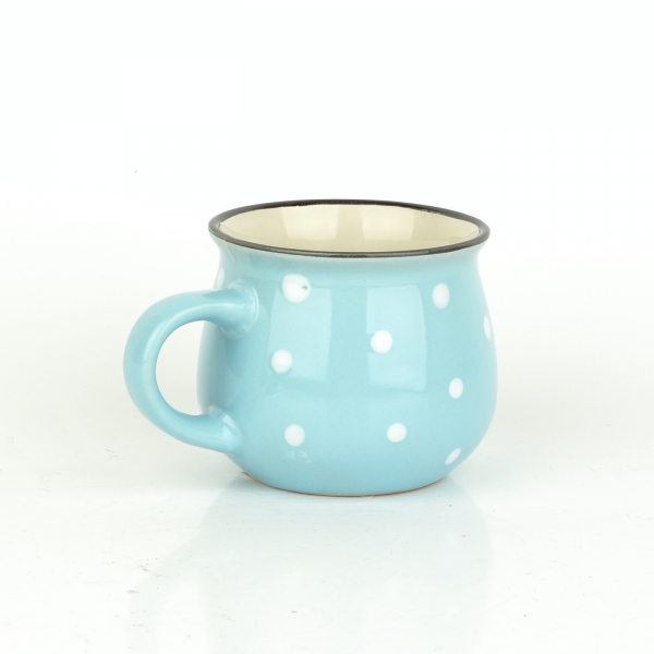 Hrnek světle modrý s bílými puntíky 230ml