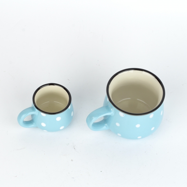 Hrnek světle modrý s bílými puntíky 230ml