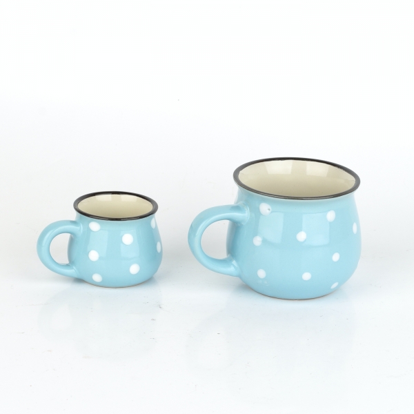 Hrnek světle modrý s bílými puntíky 230ml