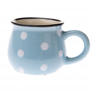 Hrnek světle modrý s bílými puntíky 75ml