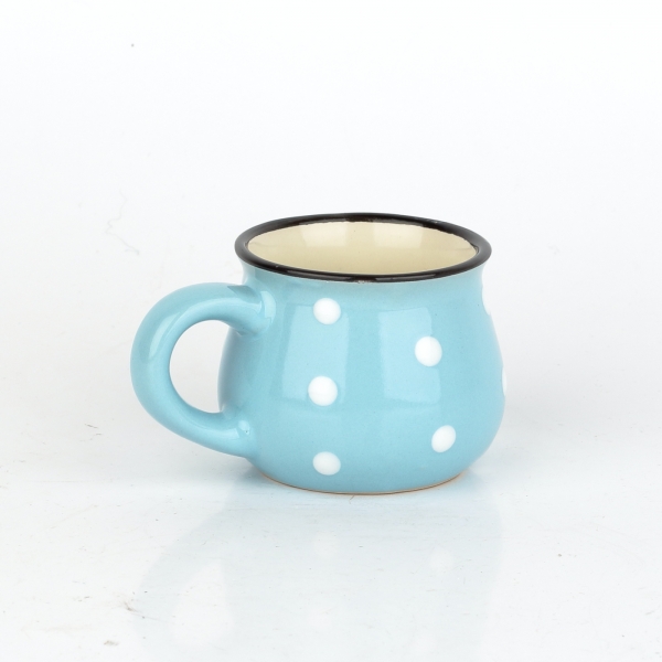 Hrnek světle modrý s bílými puntíky 75ml