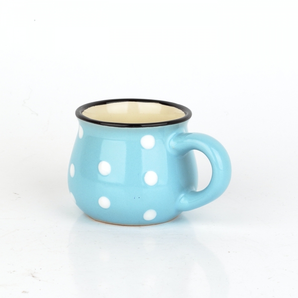 Hrnek světle modrý s bílými puntíky 75ml