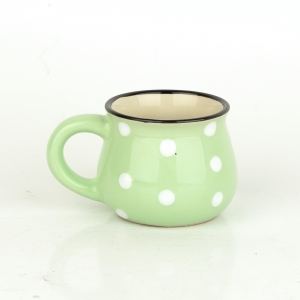 Hrnek světle zelený s bílými puntíky 75ml