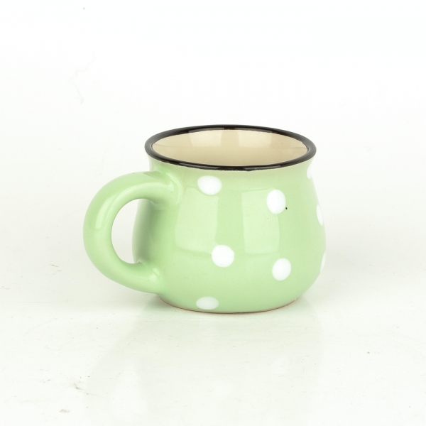 Hrnek světle zelený s bílými puntíky 75ml