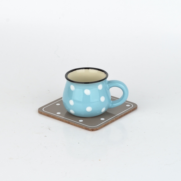 Hrnek světle zelený s bílými puntíky 75ml