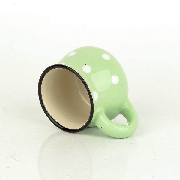 Hrnek světle zelený s bílými puntíky 75ml