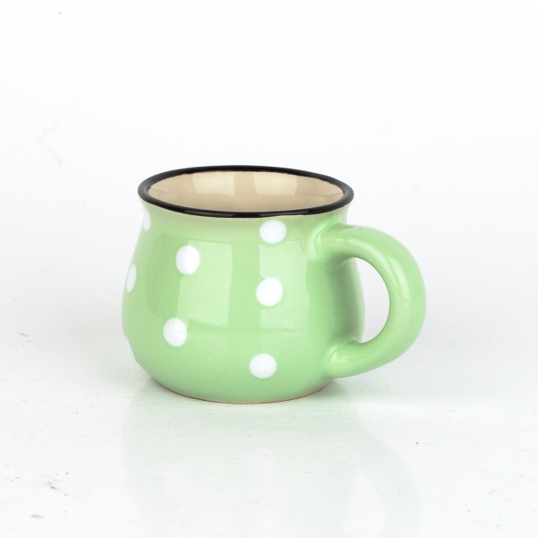 Hrnek světle zelený s bílými puntíky 75ml