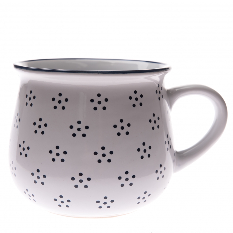 Hrnek větší bílý s černými tečkami 770ml