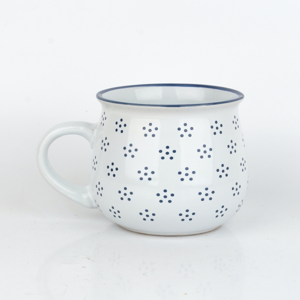 Hrnek větší bílý s černými tečkami 770ml