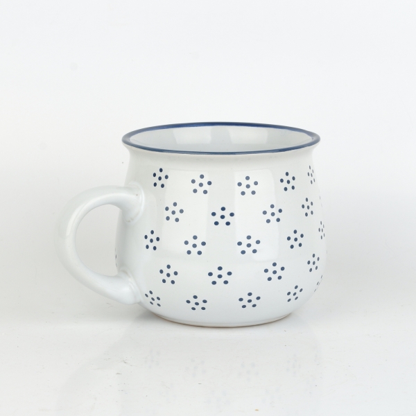 Hrnek větší bílý s černými tečkami 770ml