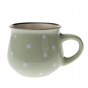 Hrnek zelený s bílými puntíky 230ml