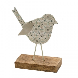 Jarní dekorace do bytu ptáček hnědý 11,2x27x4cm