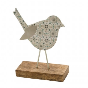 Jarní dekorace do bytu ptáček hnědý 15x11x4cm 