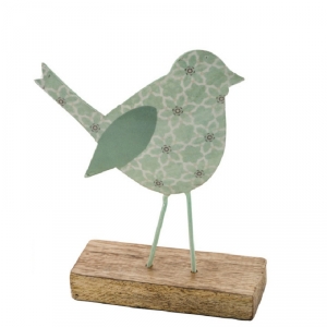 Jarní dekorace do bytu ptáček zelený 11,2x27x4cm 